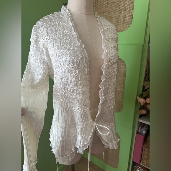 acp & femme Jackets & Blazers - Vintage Crinkle Ruffle Shirred Jacket